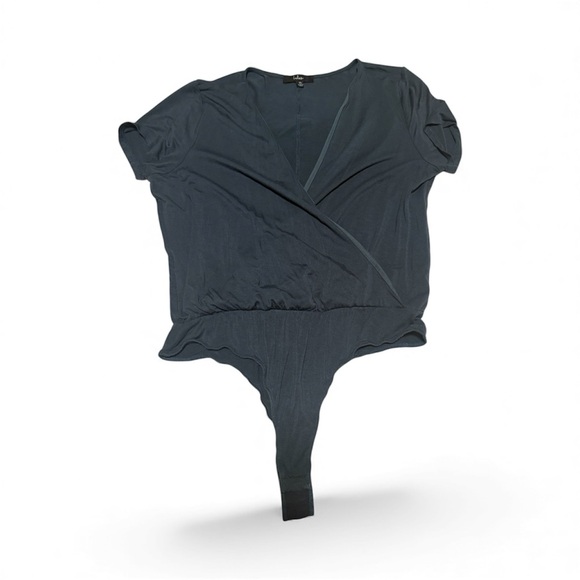 NWOT Lulus Marren Slate Blue Short Sleeve Surplice Bodysuit - Size XL - Picture 2 of 3